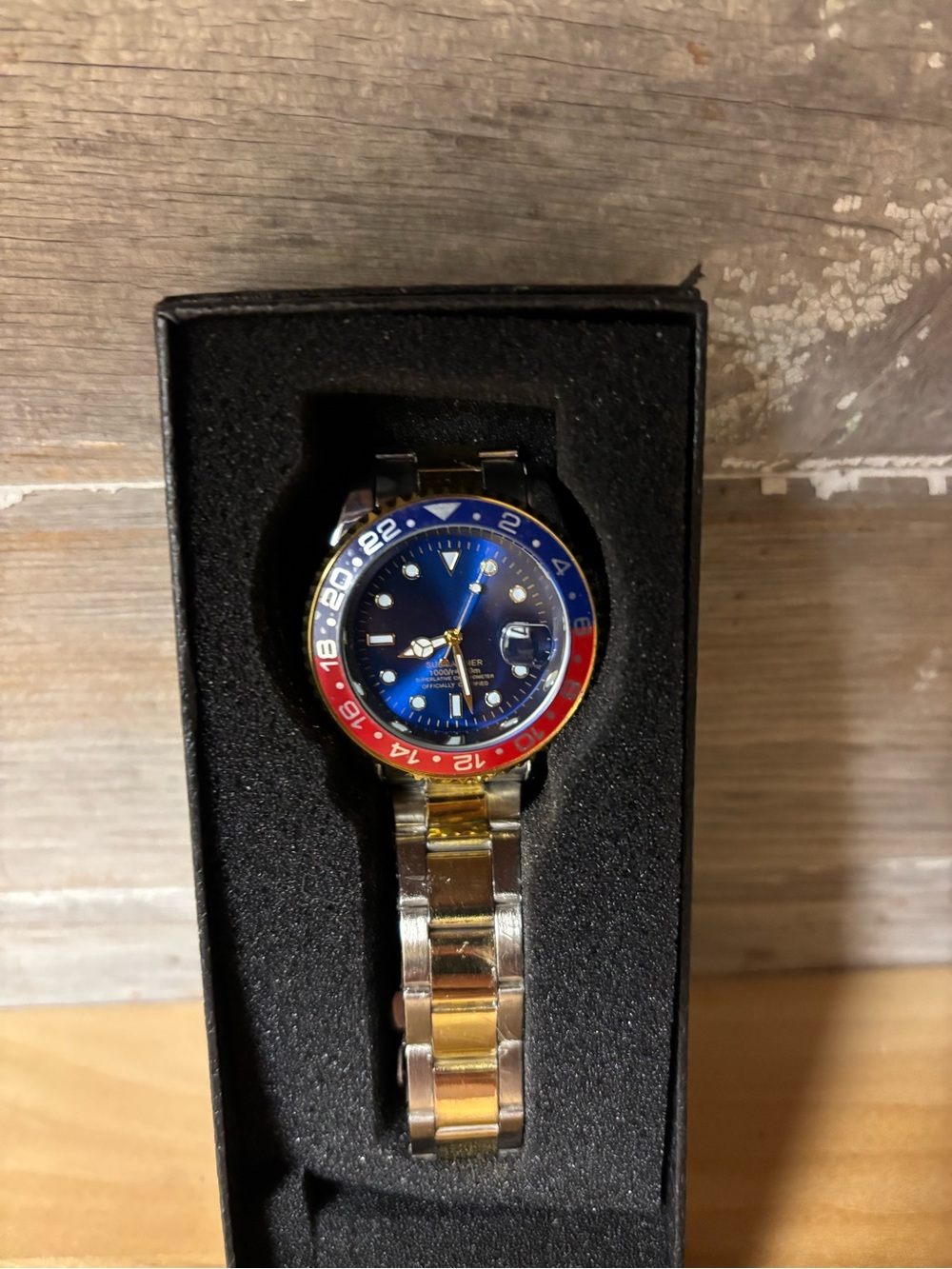 Two-Tone Blue Dial GMT Watch - Men Accessories